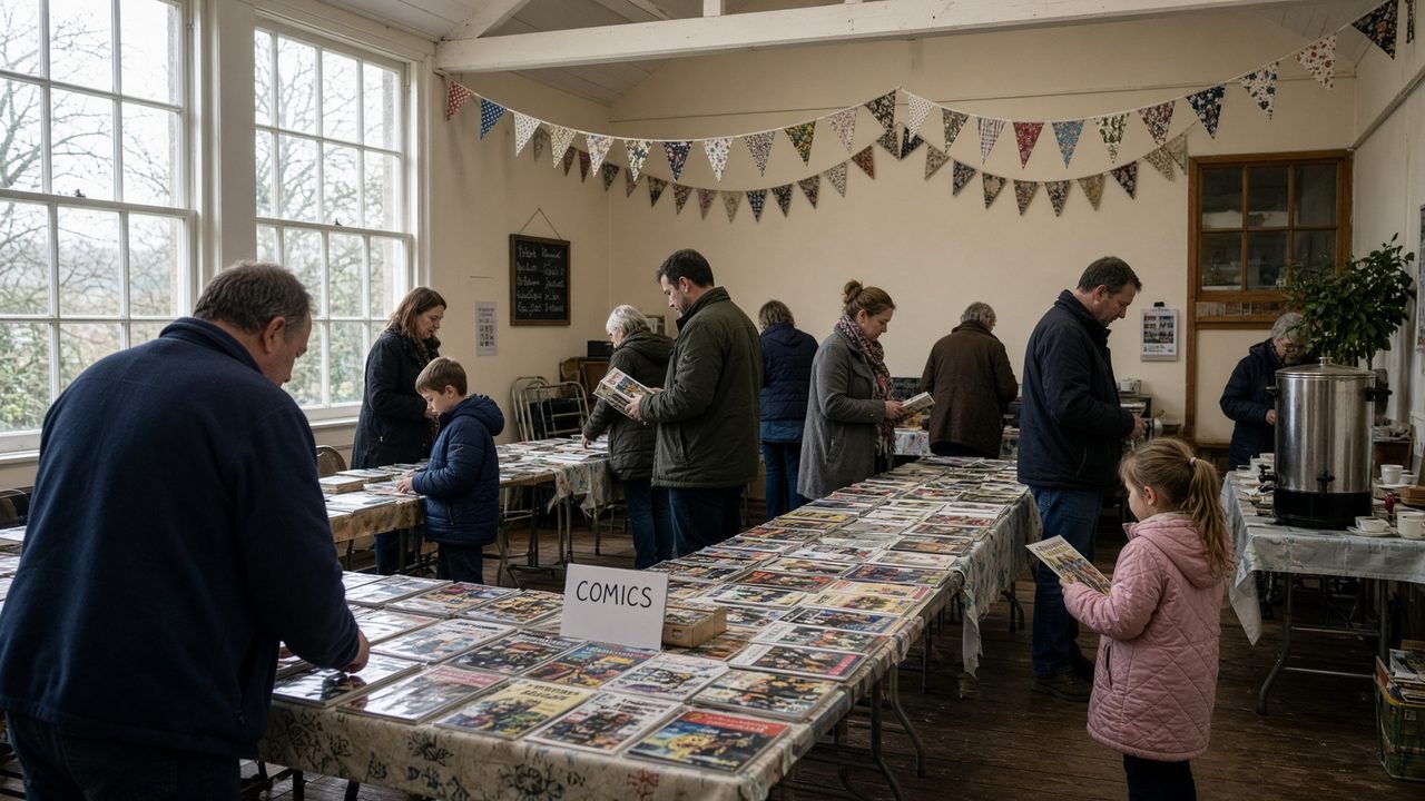 Village hall comic fair in North Yorkshire